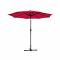 Propation 9 Ft. Aluminum Patio Market Umbrella Tilt with Crank - Red Fabric & Black Pole PR648409